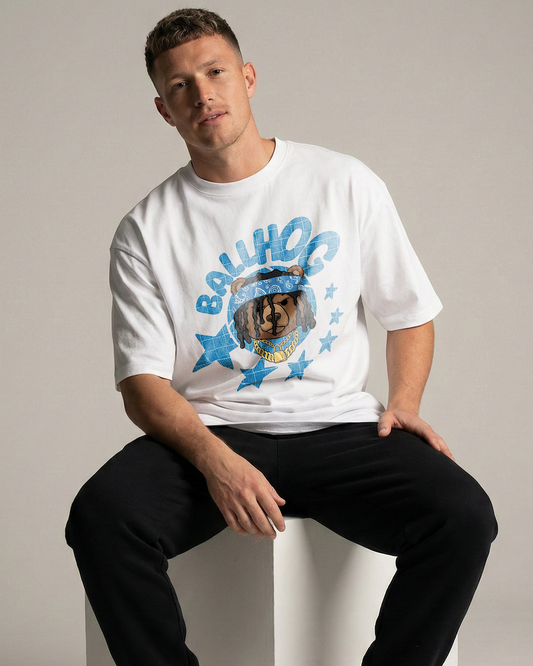 Dreadlocks Blue Star Bear Ballhog Oversized Tee